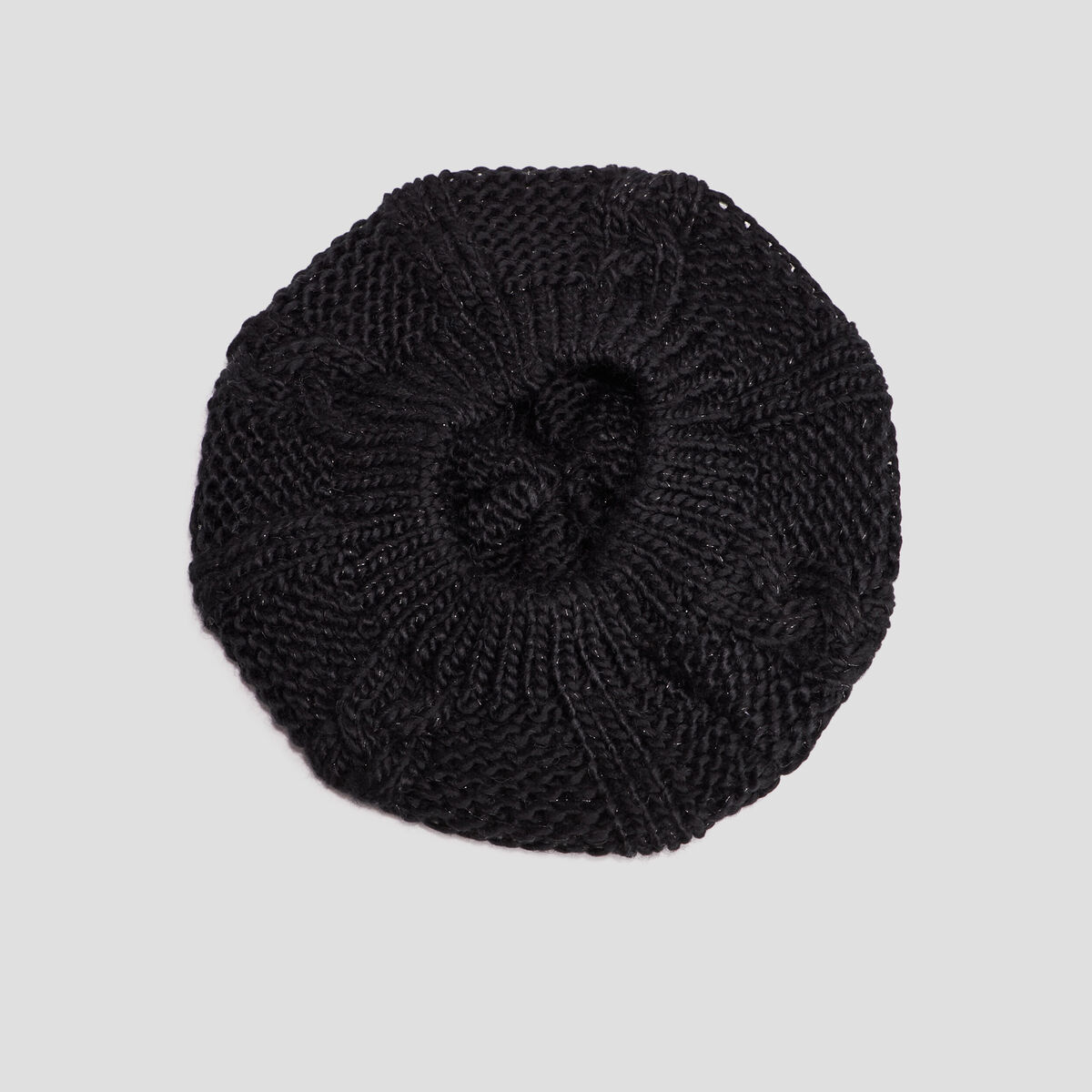 Béret tricoté avec torsades noir femme