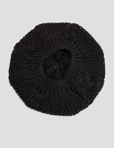 Béret tricoté avec torsades noir femme