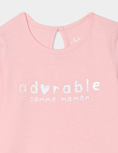 T-shirt manches longues coton rose clair bébé fille
