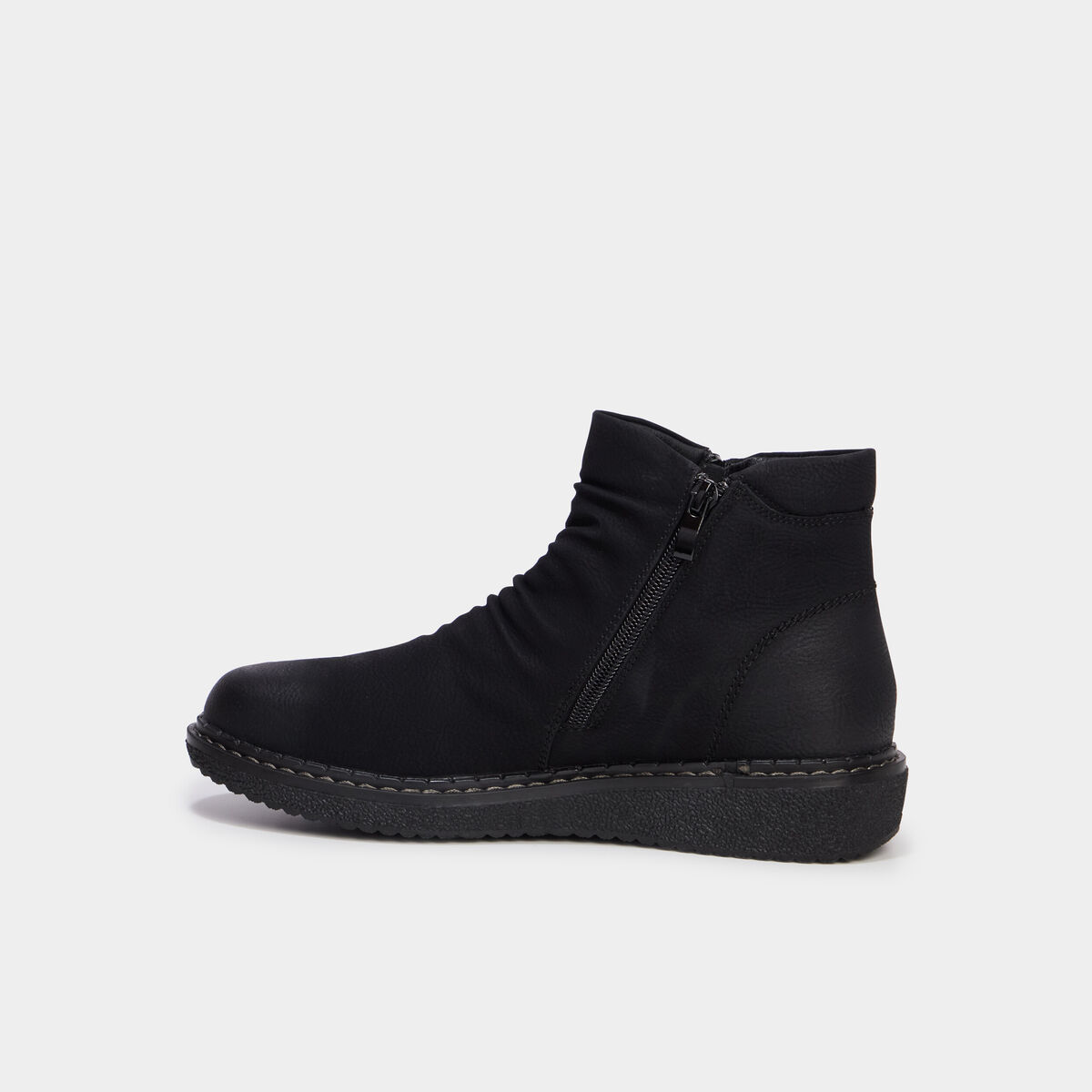 Boots effet pliss&eacute; noir femme
