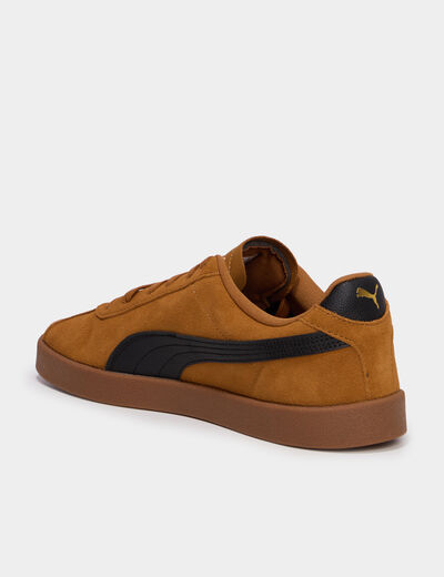 Baskets &agrave; lacets en cuir Puma Club II camel homme