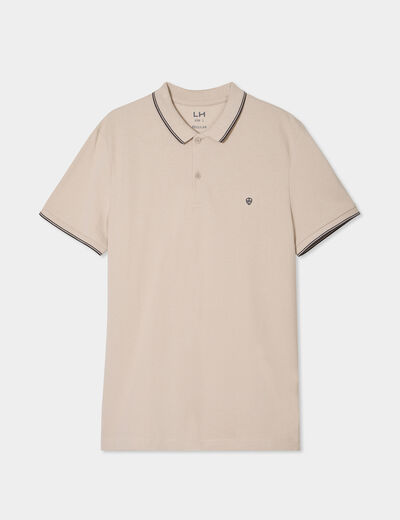 Polo manches courtes bords contrastés sable homme