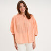 Blouse fluide oversize manches 3/4 coton rose saumon femme