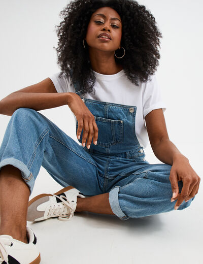 Salopette en jean mom boutonnée denim double stone femme