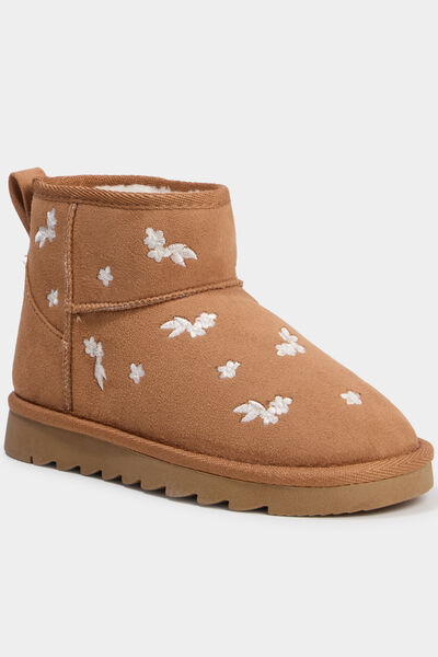 Boots fourr&eacute;es brod&eacute;es sable fille