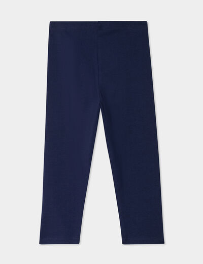 Legging 3/4 coton taille élastiquée bleu marine fille