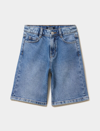 Bermuda short en jean taille ajustable denim double stone fille