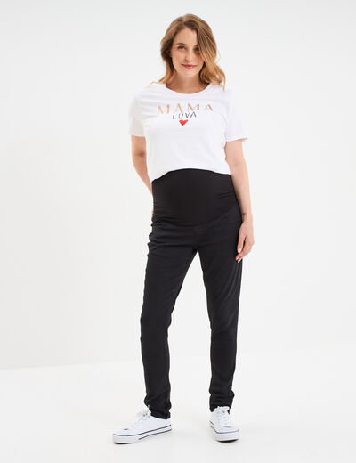 Jegging grossesse confort avec bandeau denim noir femme maternité