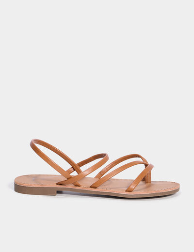 Sandales plates marron femme