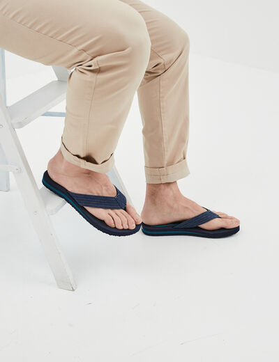Tongs brides en jean bleu homme