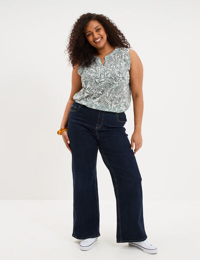 D&eacute;bardeur col tunisien ecru femme grande taille
