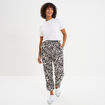 Pantalon fluide coupe cigarette blanc femme