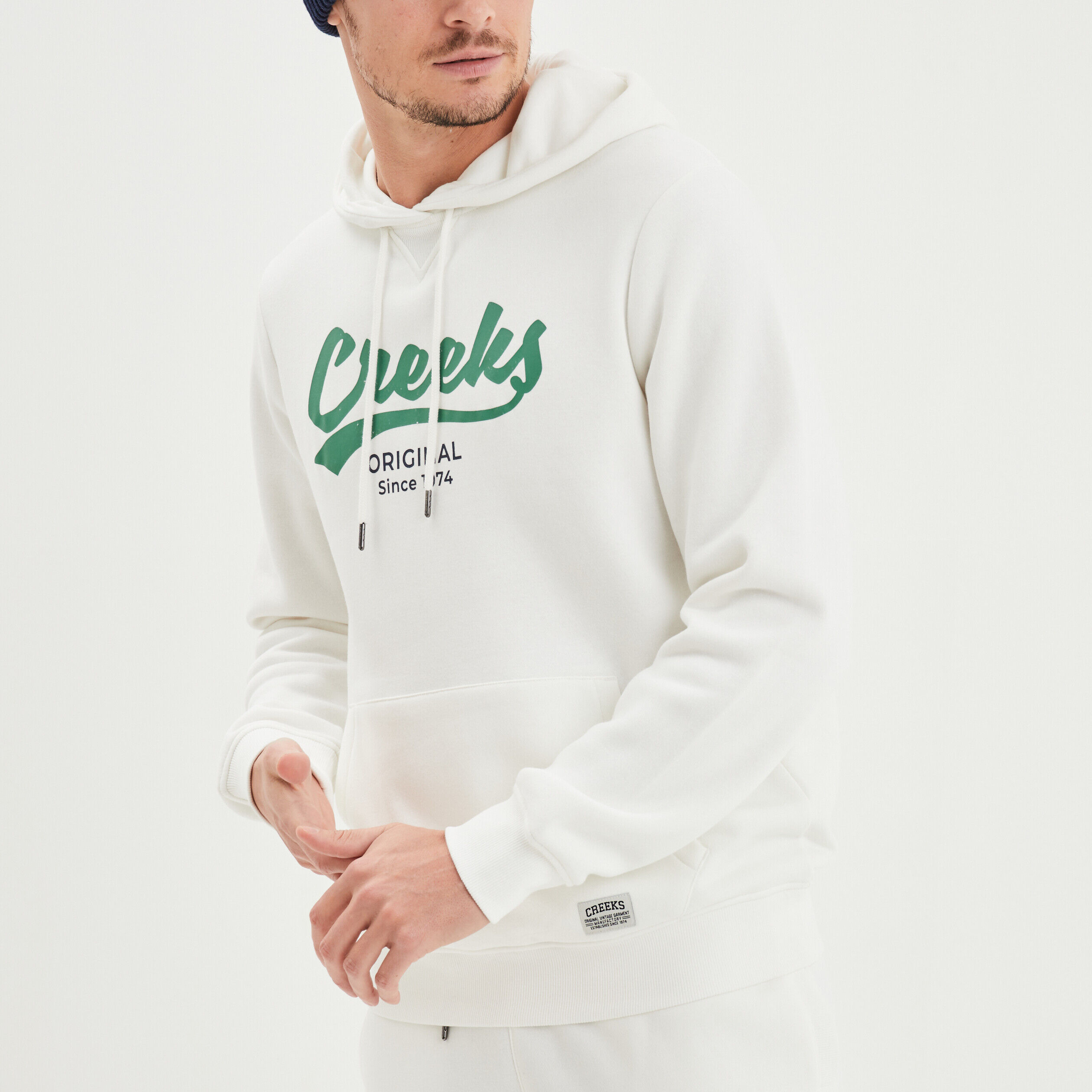 Sweat à capuche hoodie logo Creeks blanc homme CREEKS