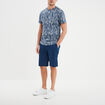 Bermuda chino à coulisse lin mélangé bleu roi homme