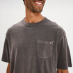 T-shirt droit col rond 1 poche coton gris fonc&eacute; homme