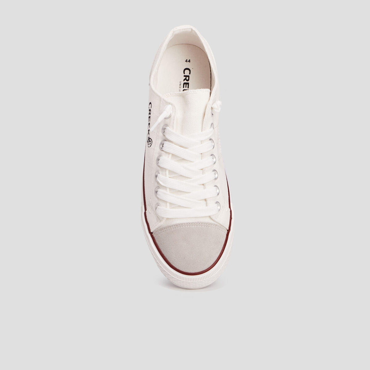 Tennis basses en toile &agrave; lacets blanc homme
