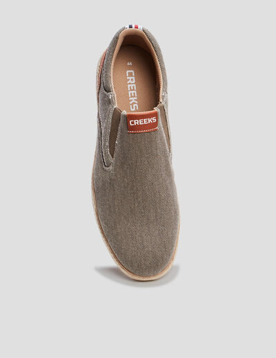 Slip-on confort toile effet espadrille vert kaki homme