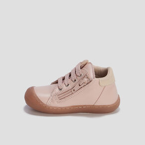 bottillons zippes en cuir rose bebef Bottillons zippés en cuir rose bébé fille