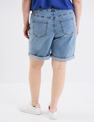 Short en jean droit 5 poches denim double stone femme grande taille