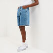 Short bermuda en jean large brod&eacute; denim double stone femme