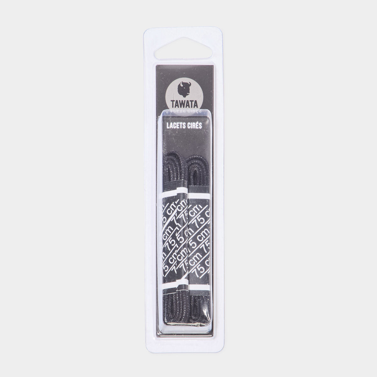 Lot 2 lacets cir&eacute;s 75 cm Tawata noir mixte