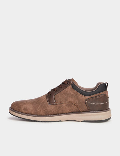 Derbies &agrave; lacets effet similicuir marron homme