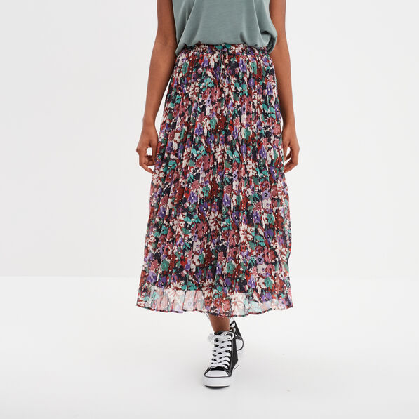 jupe midi plissee patineuse multicolore femme Jupe midi plissée patineuse multicolore femme