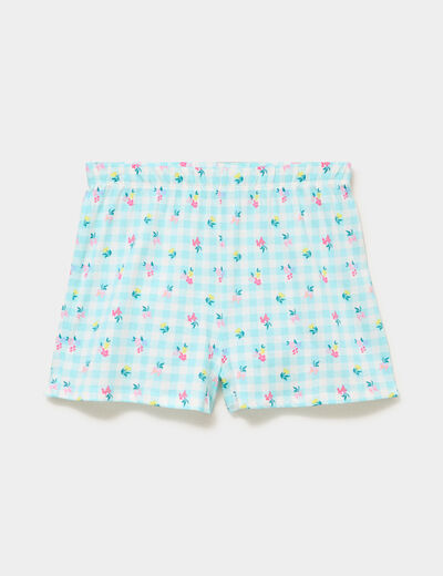 Bas de pyjama short coton bleu femme