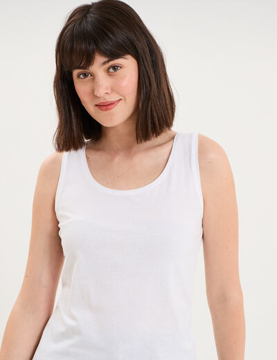 D&eacute;bardeur bretelles larges coton blanc femme