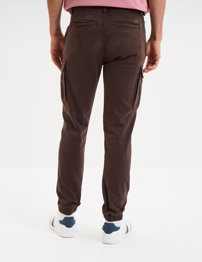 Pantalon cargo slim à coulisse marron foncé homme