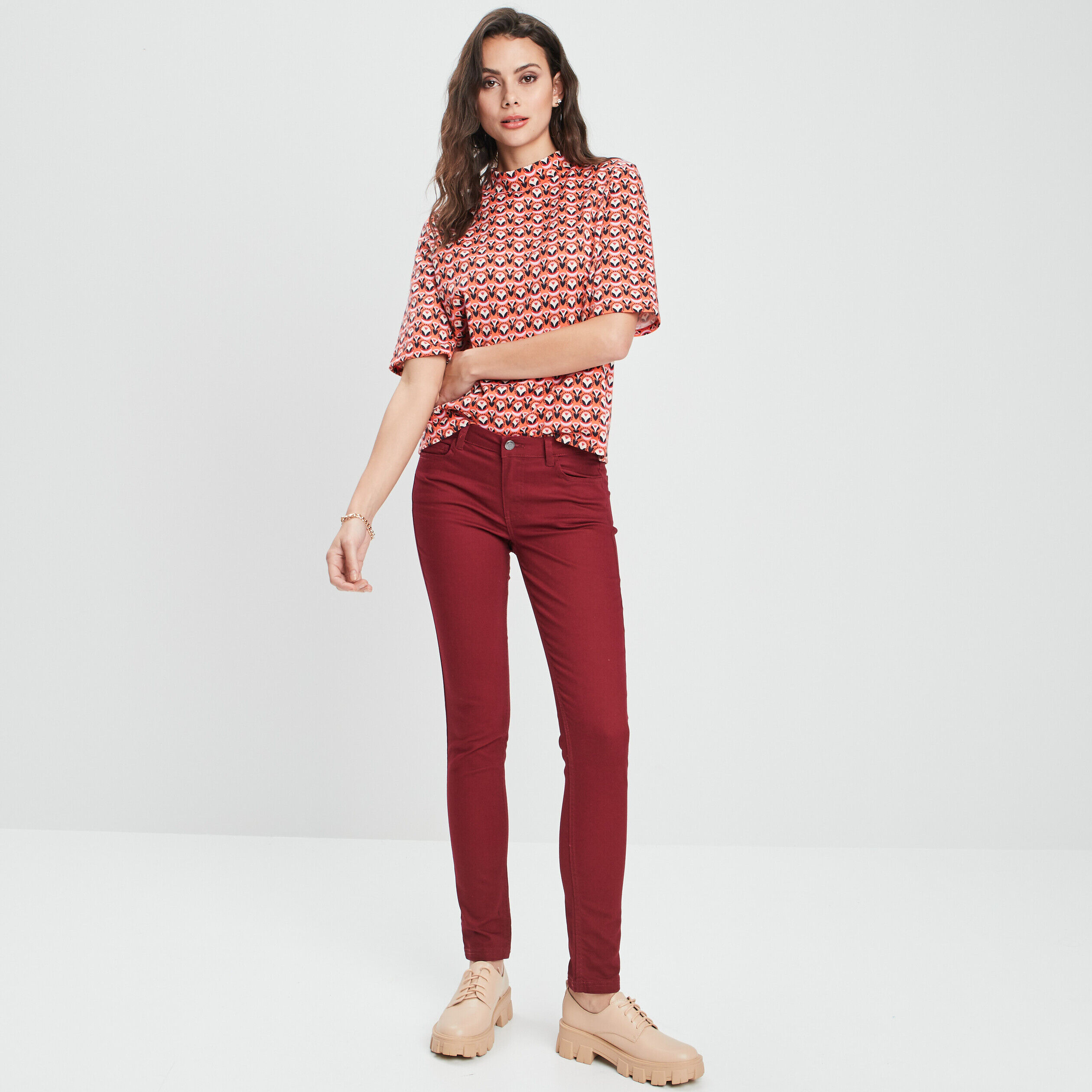 Jean skinny rouge femme outlet