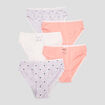 Lot de 5 culottes coton détail noeud rose fille