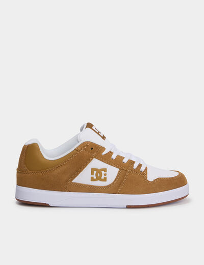 Baskets en cuir su&eacute;dine antid&eacute;rapantes marron cognac homme