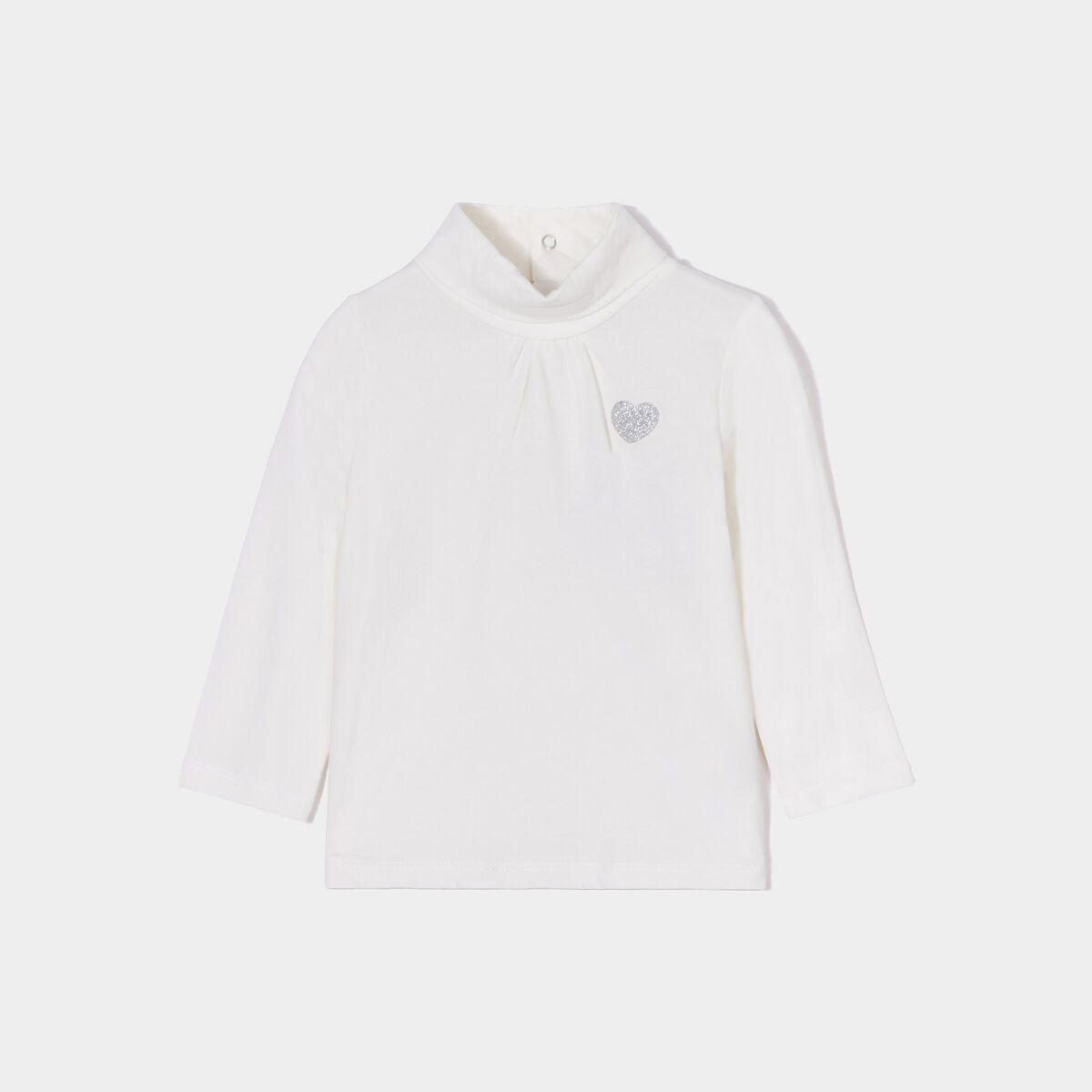 T-shirt avec col roulé ivoire bébé fille