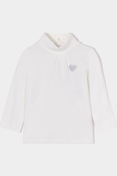T-shirt avec col roulé ivoire bébé fille