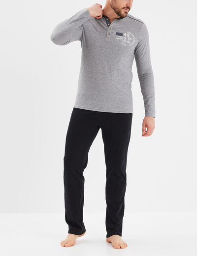 Ensemble pyjama 2 pièces gris foncé homme