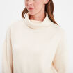 Pull col roulé droit manches longues creme femme
