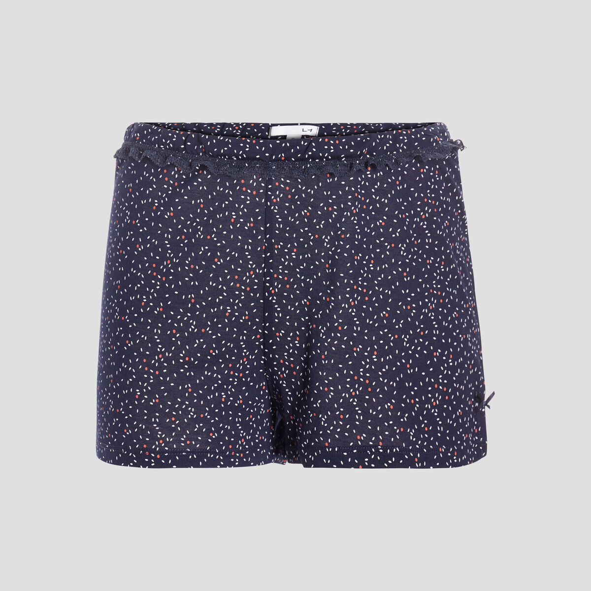 Bas de pyjama short liseré dentelle bleu marine femme