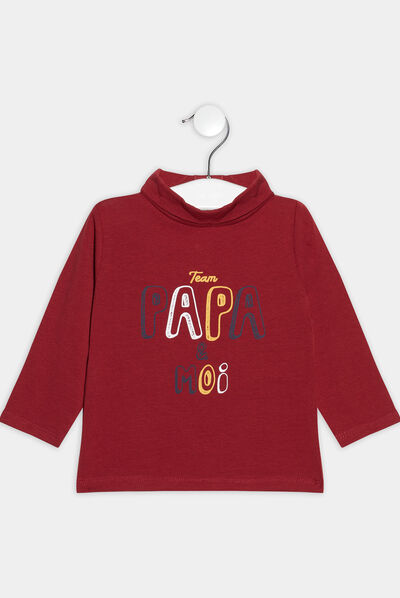 T-shirt avec col roulé rouge foncé bébé garçon