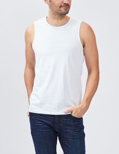 Débardeur bretelles larges blanc homme