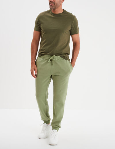 T-shirt en coton manches courtes vert kaki homme