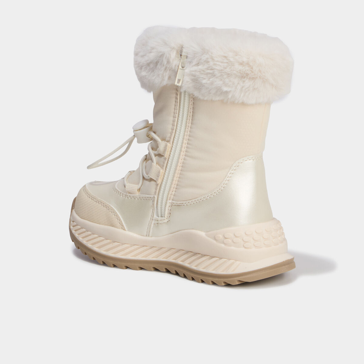 Bottes fourr&eacute;es avec d&eacute;tails perles creme fille