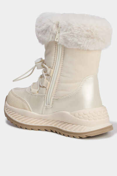 Bottes fourr&eacute;es avec d&eacute;tails perles creme fille