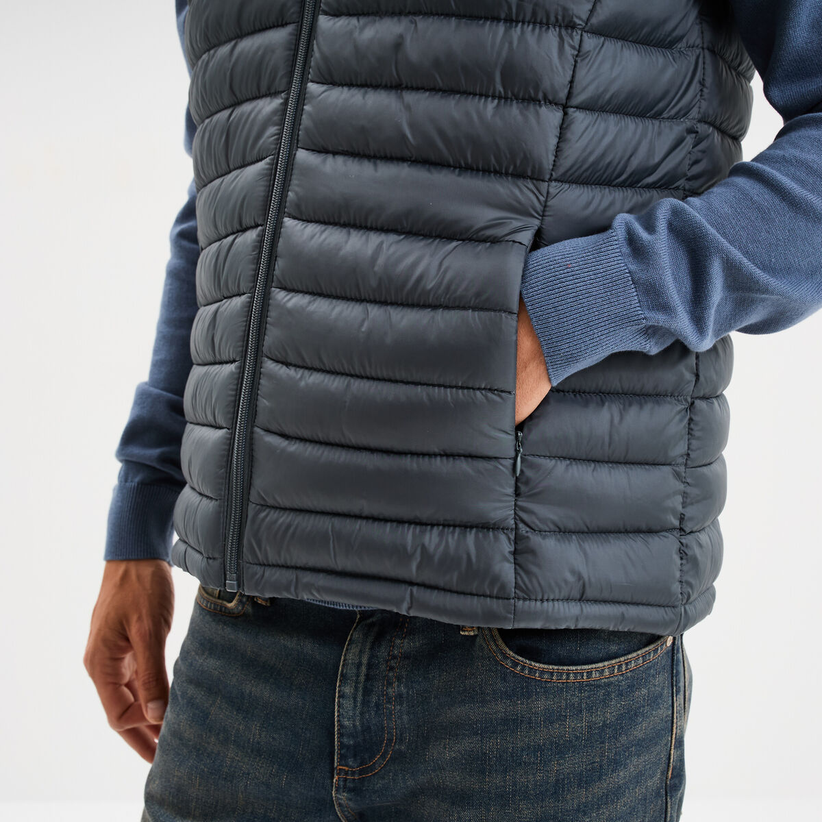 Doudoune sans manches l&eacute;g&egrave;re d&eacute;perlante vert fonc&eacute; homme