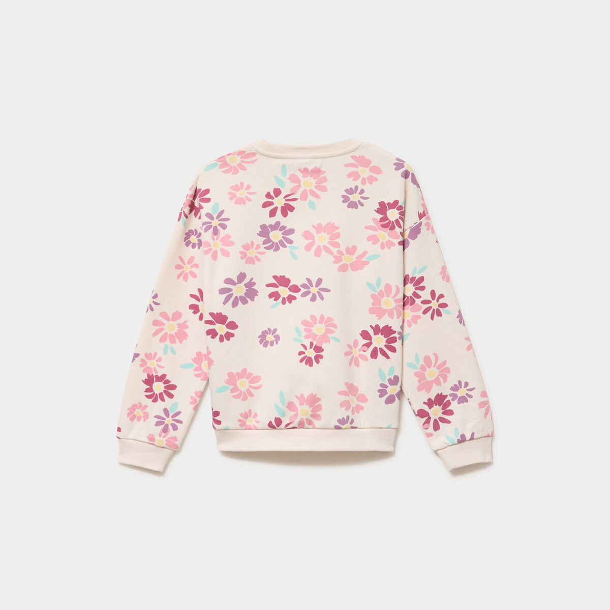 Sweat col rond manches longues beige fille