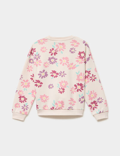 Sweat col rond manches longues beige fille