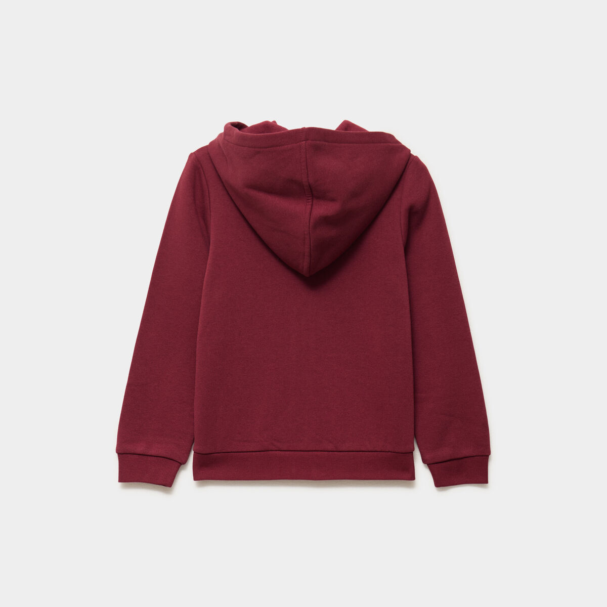 Sweat zipp&eacute; &agrave; capuche droit molleton bordeaux fille