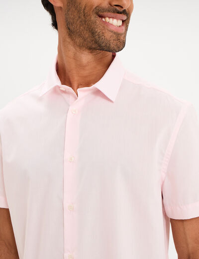 Chemise droite manches courtes rose clair homme