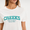 T-shirt col rond manches courtes blanc femme