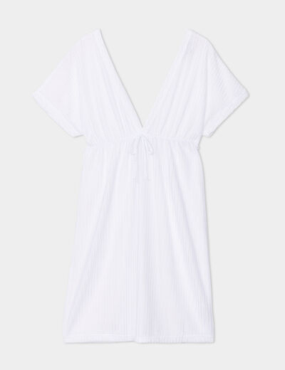 Robe de plage ajourée blanc femme